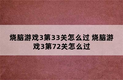 烧脑游戏3第33关怎么过 烧脑游戏3第72关怎么过